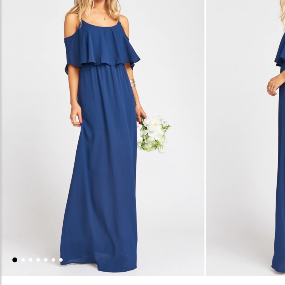 Show Me Your Mumu Rich Navy Crisp Caitlin Ruffle Maxi Dress